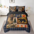 thumbnail image 2 of Rustic Cabin Decor 7 Pcs Comforter Set Twin Bed in a Bag,Christmas Hunting Deer Bear Animals Bedding Set for Teens,Blue Black Plaid Grid Quilt,Western Lodge Decor Sheets, 2 of 5