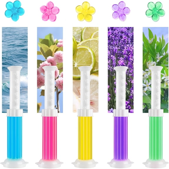 RAGUPEL Toilet Bowl Cleaner Gel Stamps,Flower Scented Bathroom Freshener with 5 Fragrances,60 Uses,5 Pack (5)