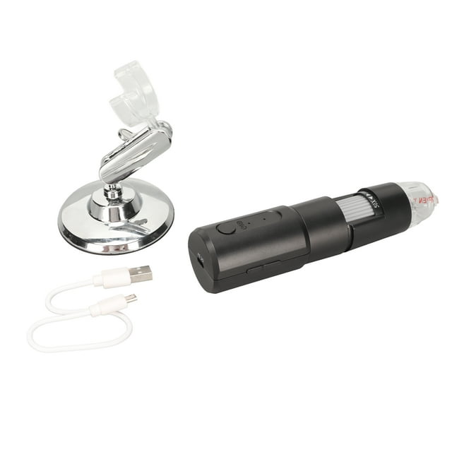 Microscopios USB de mano 50X‑1000X Mini WiFi USB Negro Microscopio digital inalámbrico con 8 luces LED para PC Tableta Teléfono inteligente