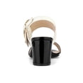 thumbnail image 2 of BLISSFUL STEP Slingback Sandals Contrast Color Chunky Heel Big Circle Buckle Sandals Black White 5.5, 2 of 8