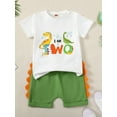 thumbnail image 3 of Suealasg Toddler Baby Girl Boy Birthday Outfit Short Sleeve Dinosaur Print T-Shirt Elastic Waist Shorts 1T 2T 3T 4T Kids Summer Clothes Set, 3 of 7
