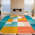thumbnail image 2 of Design&I 8'x10' Washable Area Rug Snag-Free Geometric Patchwork Interlocking Block Patterned Multi Multicolor for Dining Room, Large Office, Lounge, 2 of 7