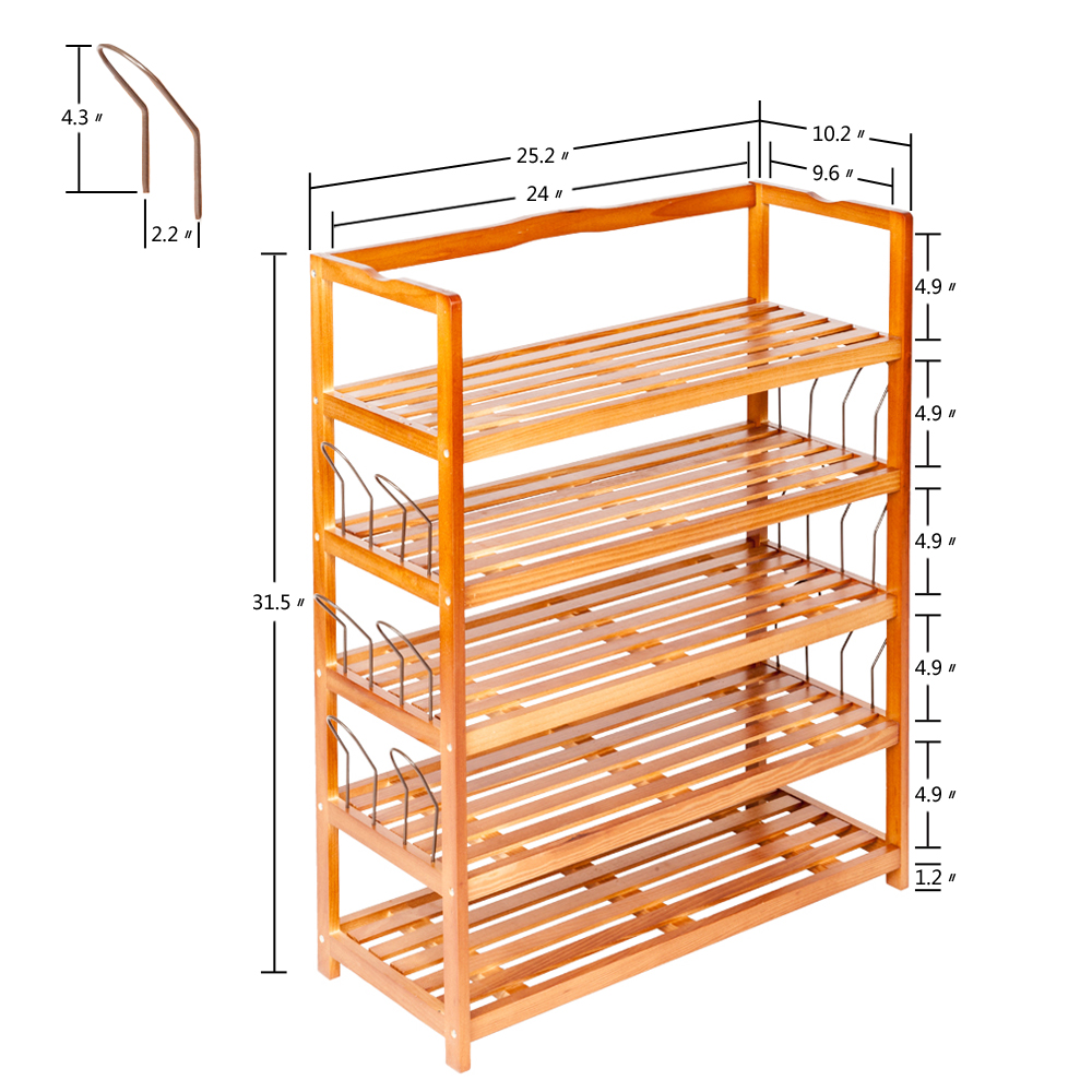 Shoe Rack For Garage Nbsp 5 Tier Shoe Organizer For Closets Sturdy Shoe Storage Rack Upgrade Solid Wood Shoe Shelf W 6 Pair Shoe Form For Entryway Foyer Wardrobe Dormitory 25 X 10 X