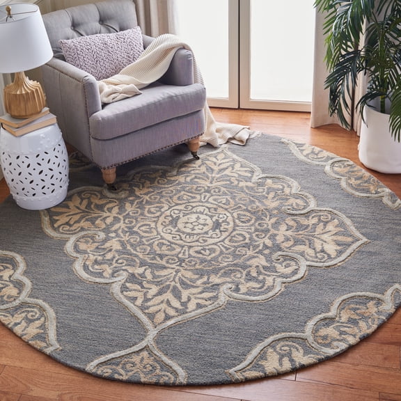 Safavieh Dip Dye Peregrine Floral Area Rug, Slate/Beige, 7' x 7' Round