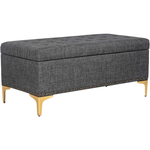 Homebeez Fabric Rectangle Storage Ottoman Folding Storage Ottoman Bench, Storage Chest, Foot Rest Stool For Living Room Bedroom