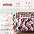thumbnail image 6 of 3 Piece Pink Stripe Duvet Cover Set California King,Microfiber Comforter/Quilt Cover with Corner Ties and 2 Pillowcases,Gradient Grey Moire Geometric Modern Abstract Soft Bedding with Zipper Closure, 6 of 8