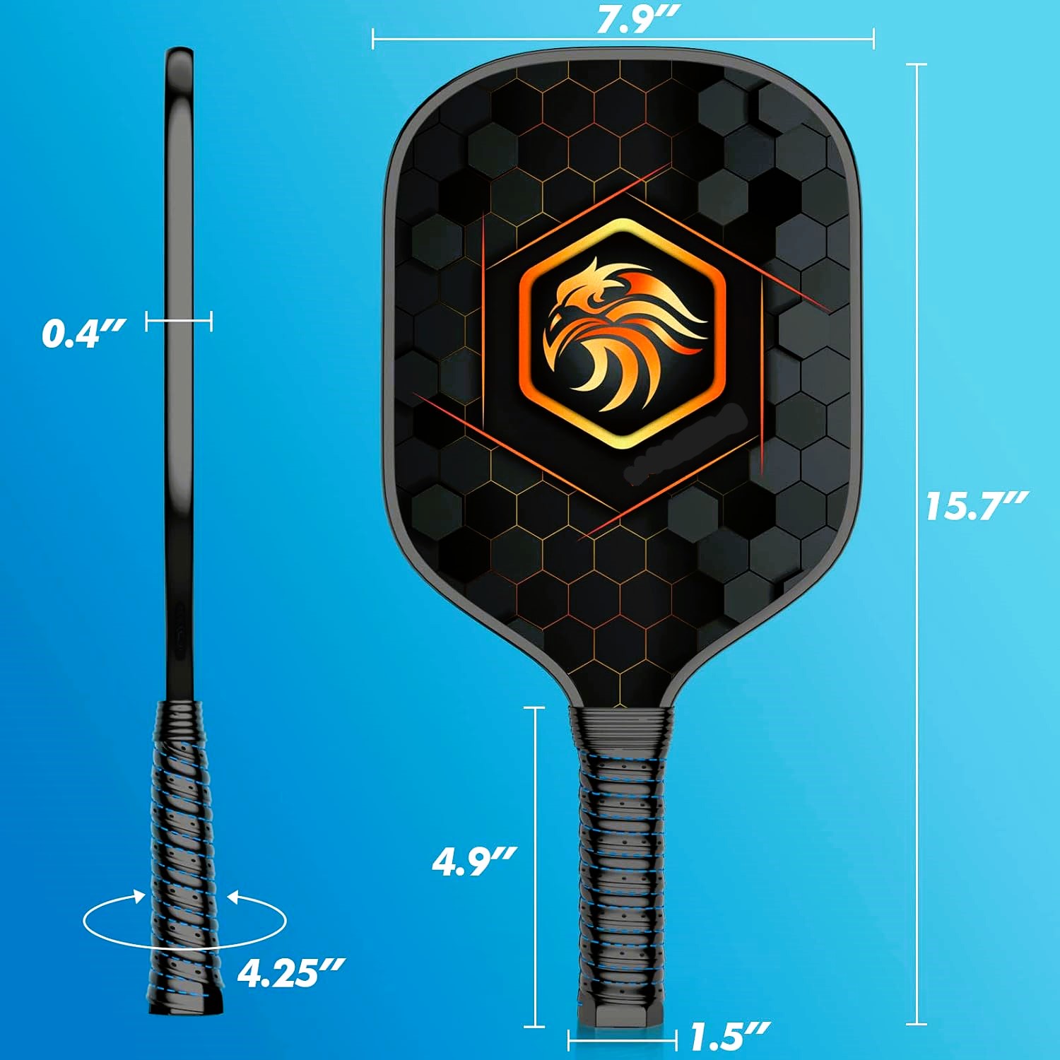 GP Goods Pickleball Paddles Set Of 2 With Bag - Lightweight Fiberglass Rackets For Indoor & Outdoor
