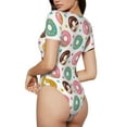 thumbnail image 4 of Uemuo Colorful Donuts Pattern Women's One Piece Short Sleeve Swimsuit Rash Guard Surfing Modest Quick-drying Swimsuit Beach Essentials-Small, 4 of 9