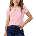 thumbnail image 2 of Kinrui Girls Peter Pan Collar T-Shirt Puff Short Sleeve Summer Tops Back to School Cute Tees 0-9 Years, 2 of 9