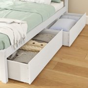 Bear Full Single Bed w/ Underbed Storage Drawers, Brushed White