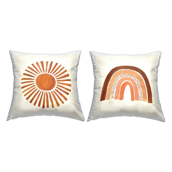 Stupell Industries Warm Boho Sun Rainbow Nature Patterns Design by Heather McLaughlin Throw Pillow (set of 2)