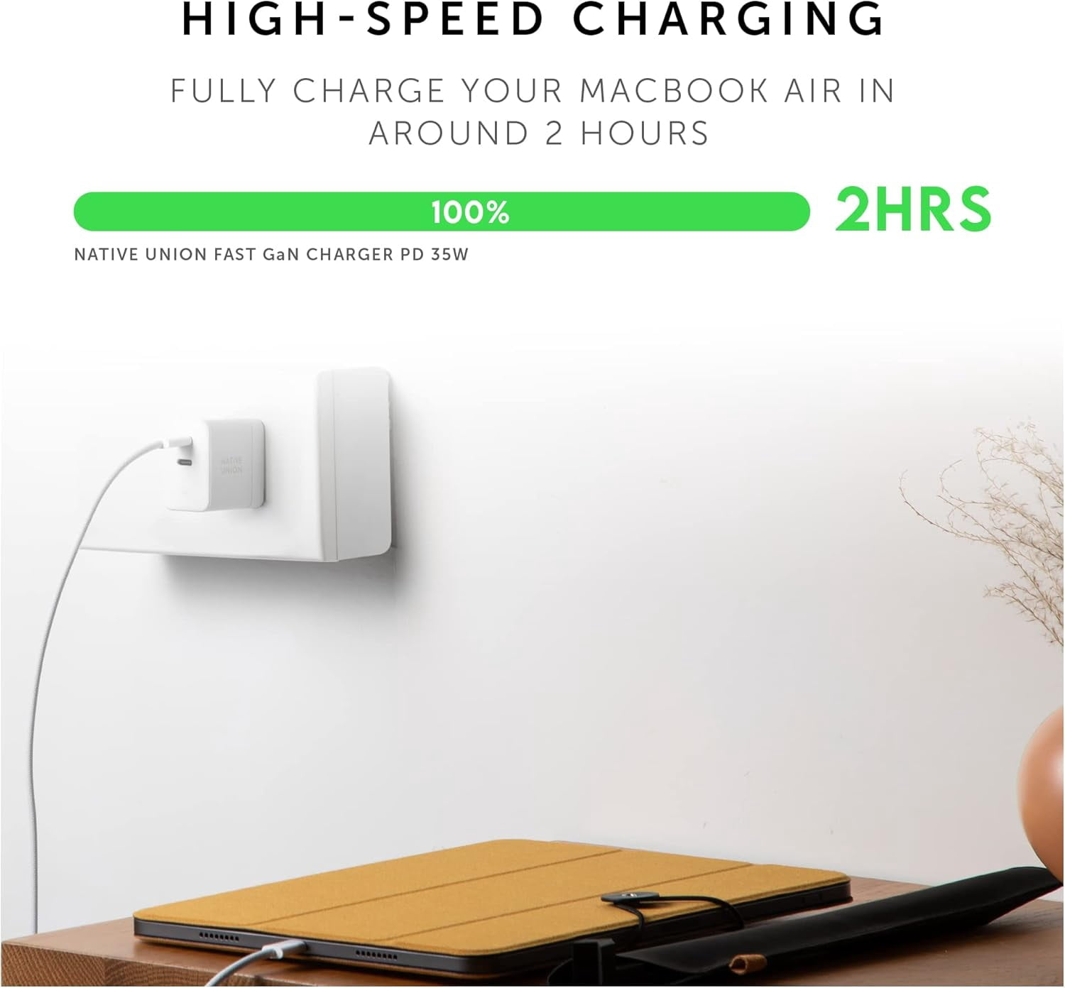 Native Union Fast GaN Charger PD 35W – Ultra-Compact Power Delivery Enabled USB-C US Plug (Black)
