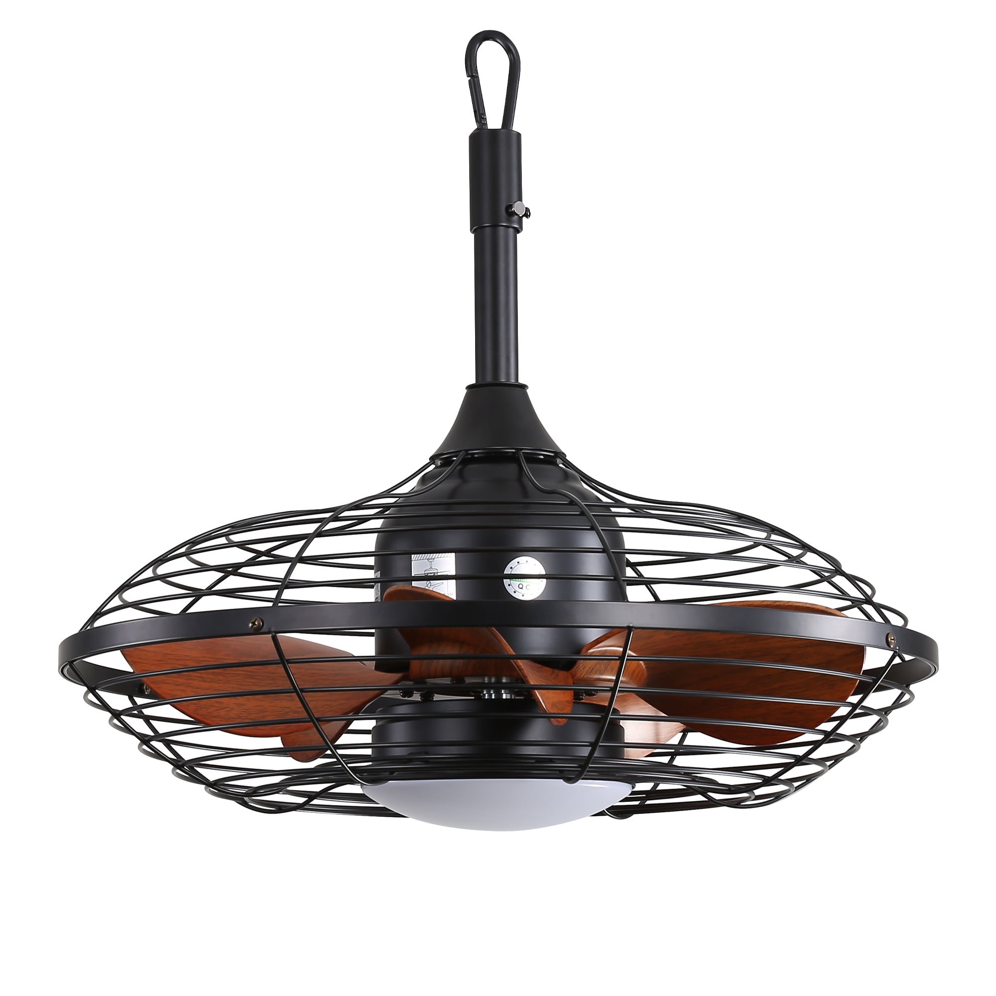 Noaman 20 Inch Outdoor Ceiling Fan with LED Light, 18W 3CCT, 5 ABS Blades, DC Motor, Remote Control, Hanging Hook, Black for Patios Pergola