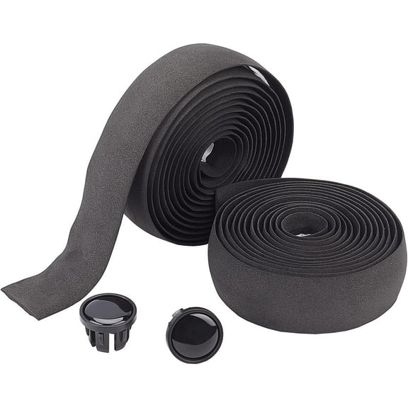 2 Rolls Black Bicycle Handle Bar Tape Bike Handlebar Tape with 2 PCS End Plugs for Road Bike Steering Wheel Chair Armrest Fishing Rot