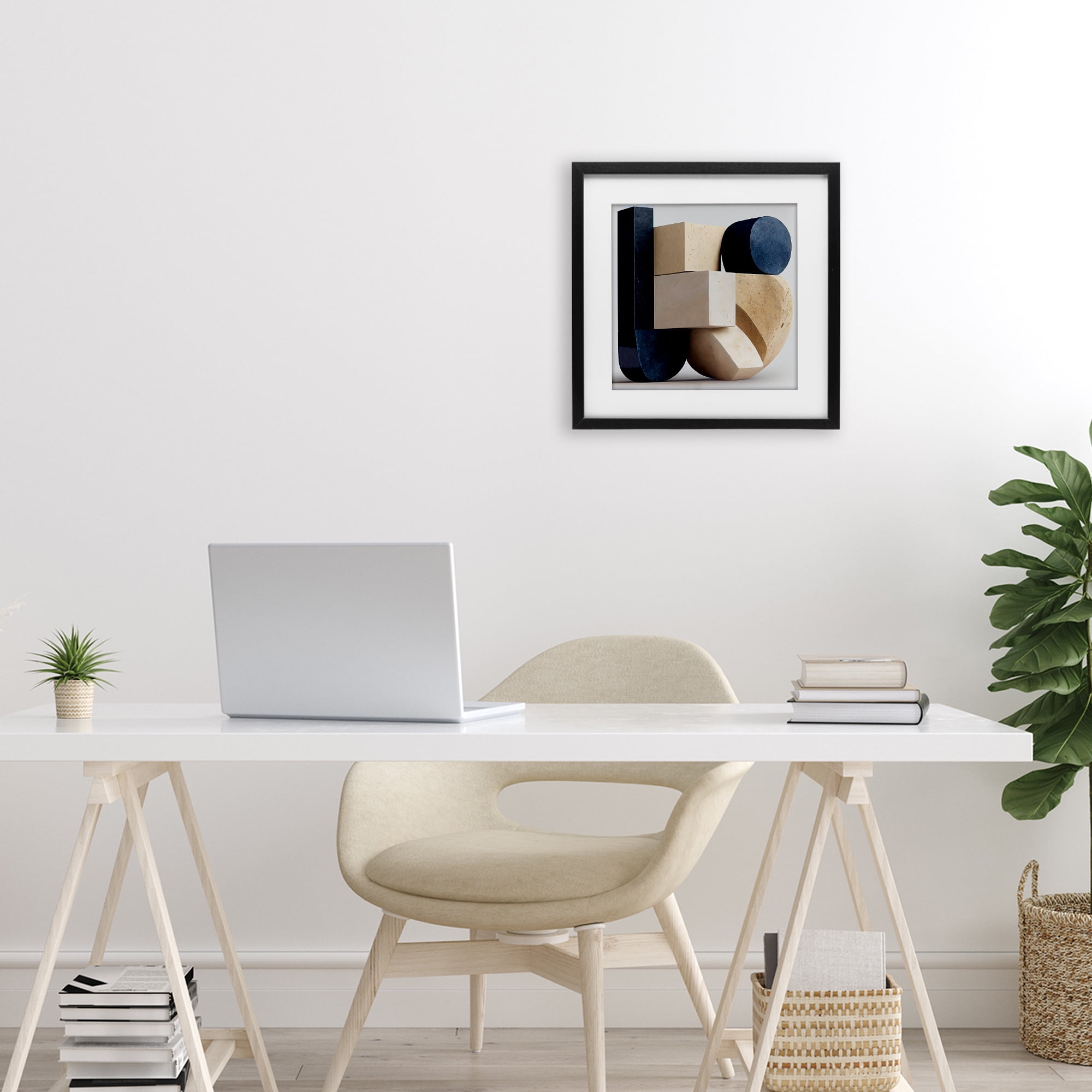 Shapes Of Things Geometric Contour Black Framed Print Under Glass, design by Sasha