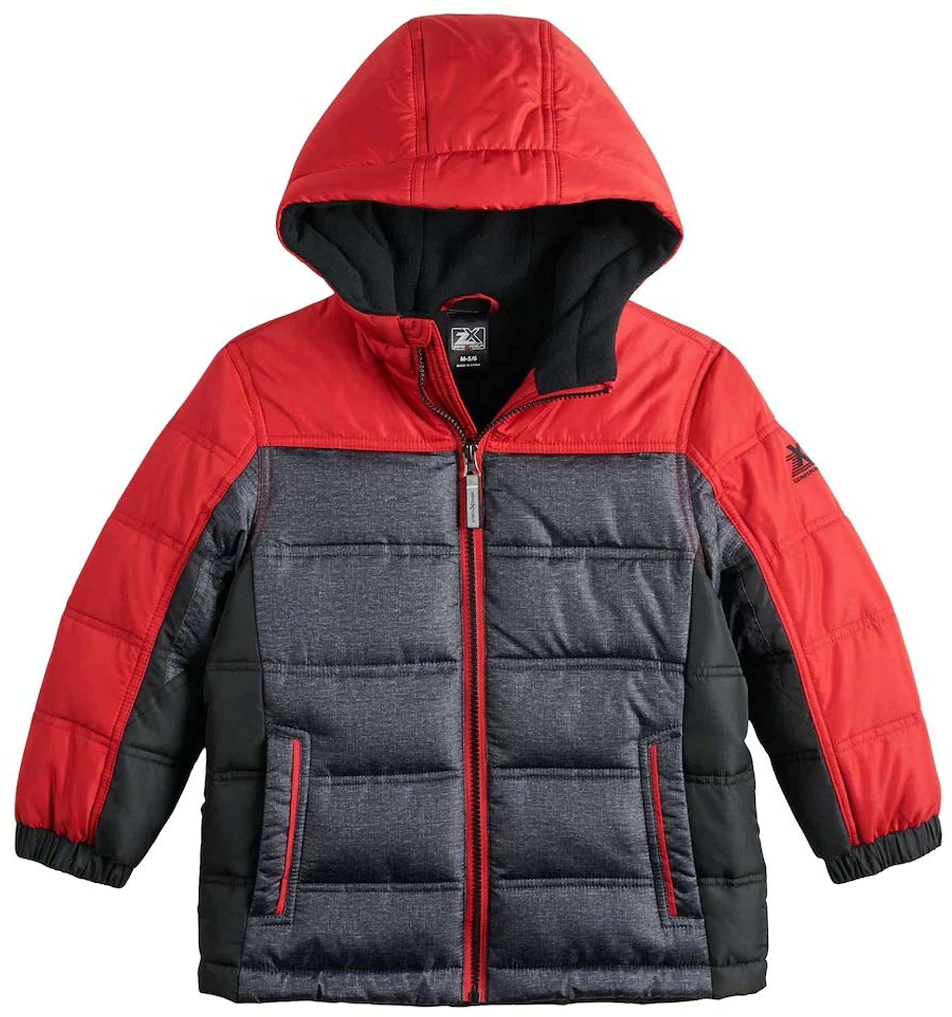 ZeroXposur Little Boys Puffer Jacket Fleece Lined Hooded Kids Winter Coat with Elastic Cuffs 