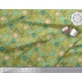 thumbnail image 2 of Soimoi Green Polyester Crepe Fabric Holly Leaves & Yellow Flower Floral Print Sewing Fabric BTY 52 Inch Wide, 2 of 3