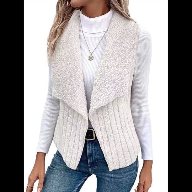 Chaleco Informal Sin Mangas de Felpa para Mujer, Otoño e Invierno, Tipo Cárdigan. S