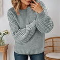 thumbnail image 3 of Womens Knit Sweater Tops for Women Trendy Crewneck Loose Fit Pullover Solid Color Jacquard Pattern Soft Casual Fall Winter Outfit, 3 of 6