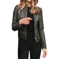 thumbnail image 6 of Yokua Womens Faux Leather Jackets Cropped PU Motorcycle Jacket Slim Stand Collar Biker Bomber Coats Fall Outfits Y2k Tops, 6 of 9