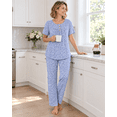 thumbnail image 4 of DreamFish Women's Pajama Set 2 Piece Sleepwear Henley Neck Short Sleeve Top and Long Pants with Pockets, 4 of 6
