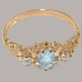 thumbnail image 6 of LBG British Made 14k Rose Gold ring with Natural Aquamarine & Cultured Pearl Womens Engagement Ring - 33 size options - Size 11, 6 of 9