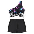 thumbnail image 3 of iiniim Girls Waist Cutout Swimsuit Single Shoulder Crop Top with Elastic Waistband Shorts 8-14 Night Pegasus 14, 3 of 7