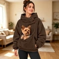 thumbnail image 2 of Pet Pouch Hoodie for Women Dog Carrier Sweatshirt Oversized Casual with Kangaroo Pocket Solid Color Long Sleeve Fleece Pullover Button Neck Small Pet Carrier Hoodie Large Pet Pouch, 2 of 5
