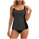 thumbnail image 3 of Conjunto de Bikini de Cintura Alta para las Mujeres Color Sólido Correa sin Espalda Dos Piezas, Bloque de Color Fuera Del Hombro Tanjini Traje de Baño, 3 of 8