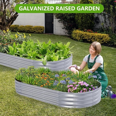 Galvanized Raised Garden Bed, 8x4x1 FT Thickening Planter Boxes Outdoor - Metal Garden Beds for Vegetables, Fruits, and Flowers