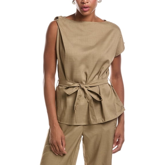 ESTELLINA womens Woven Top, s, Brown