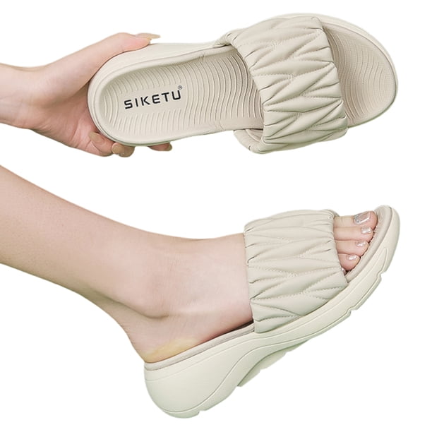 Sandalias Con Soporte para Plataforma Y Cuña Zapatos Antideslizantes Mujer Exteriores