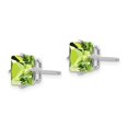thumbnail image 3 of Auriga Mother's Day Gift 14K White Gold Princess-cut Peridot Stud Earrings for Women, 3 of 6