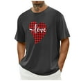 thumbnail image 1 of Tops para hombre, blusas y camisas de cuello redondo y manga corta para hombre. Camiseta/camisa informal de cuello redondo y manga corta con estampado de corazones para hombre. Tops de poliéster para, 1 of 4