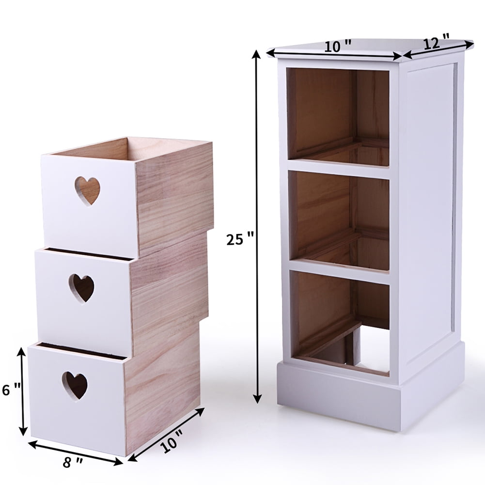 Kepooman 3 Drawer Bedside Furniture for Hallway, Modern Design Bedside End Table for Home Office, White Side Table for Small Spaces