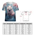 thumbnail image 2 of Watercolor Fox T-Shirt O Neck Retro Print Big Size T-Shirts Short Sleeve Tees Womens Pretty Design, 2 of 5