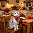 thumbnail image 2 of Christmas Pet Bandana, 23.6in Plaid Snowflake Triangle Scarf for Dogs & Cats, Holiday Party Outfit, Red, 2 of 6