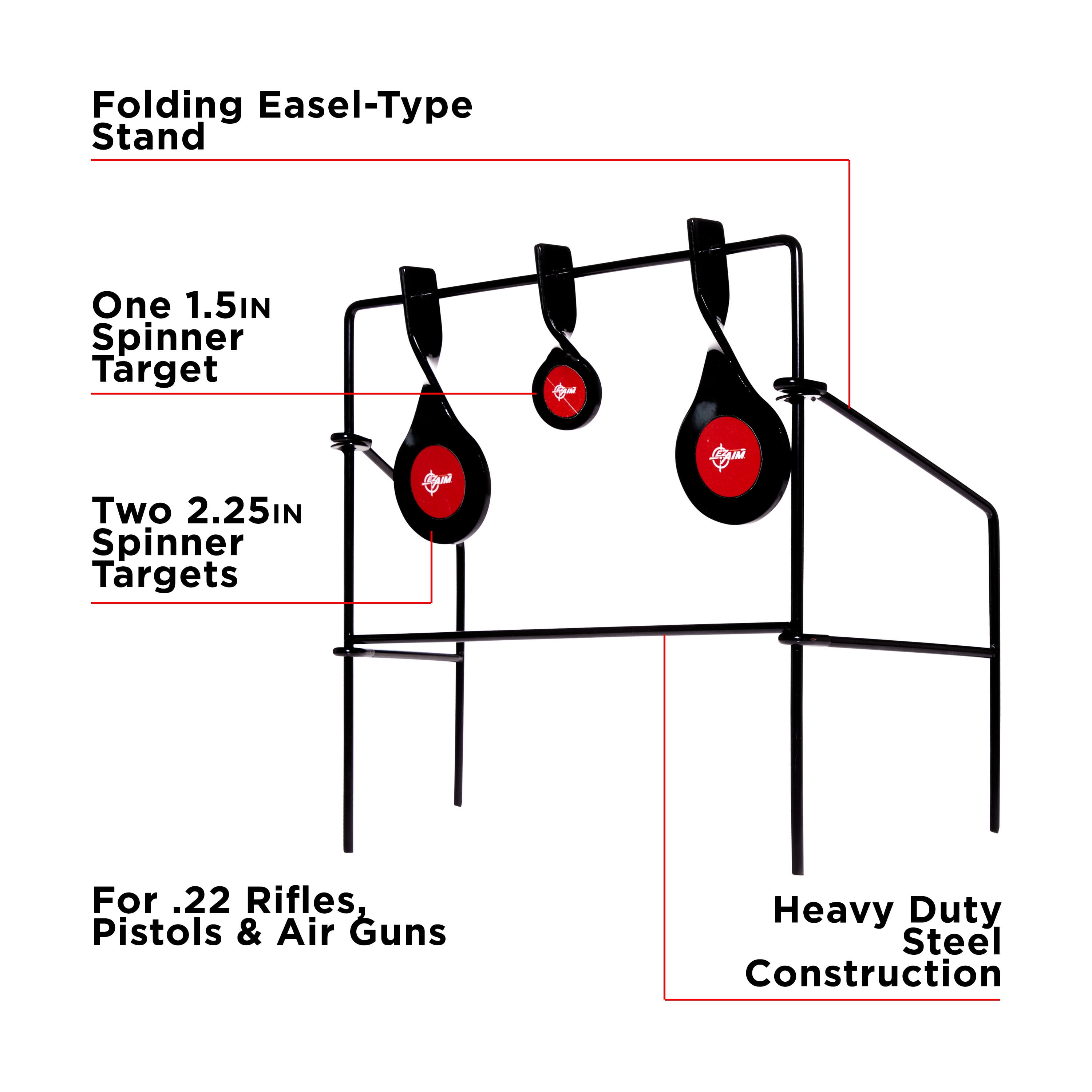 Ez Aim Triple Spinner Target System, Rimfire .22 Cal., 12"W x 13"H, Multi