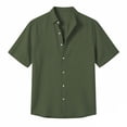 thumbnail image 5 of SROBPTY Mens T-Shirts Solid Short Sleeve Collared Button Front Linen Look Beach Casual Summer Tops for Daily Wear, 5 of 5