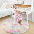 thumbnail image 4 of Sanmadrola Super Soft Fluffy Indoor Area Rugs 4x4 Feet, Fuzzy Rugs for Bedroom Living Room, Shaggy for Nursery Baby Room Kids Rugs, Furry Rug Shag Carpet for Boys Girls Dorm Room, 4 of 5