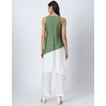thumbnail image 4 of Moomaya Exclusive, Sleeveless Solid Color-Block Kurta with Pants, Asymmetric Indo-Western Coord Set, 4 of 9