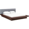 thumbnail image 3 of Modway Freja Queen Wood Polyester Fabric Platform Bed in Walnut/Gray, 3 of 7