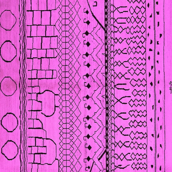 Ahgly Company Indoor Square Oriental Pink Industrial Area Rugs, 4' Square