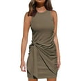 thumbnail image 1 of B91xZ Femmes 2024 Summer Midi Robe Sans Manches Pull Col Rond Sweat-Shirts Coupe Décontractée Mini Robe, Vert L, 1 of 5