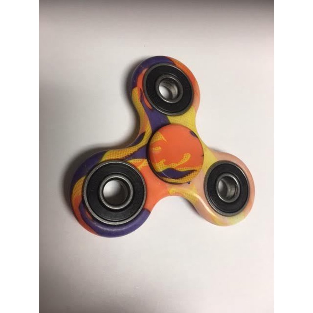 Tri Hand Spinner Fidget Spinners Tye Dye Fire Flame Design Toy Stress