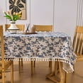 thumbnail image 6 of Koniroom Pastoral Rectangle Tablecloth - 60 x 84 Inch - Linen Fabric Table Cloth - Washable Table Cover with Wrinkle Resistant for Restaurant, Picnic, Indoor and Outdoor Dining （Blue Floral）, 6 of 8