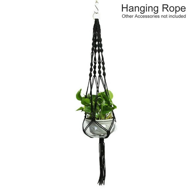 Plant Hanging Planter Rope Basket hanging rope Home Hotel Flower Pot Holder  Ceiling Mounted Plant Hanger, Black 