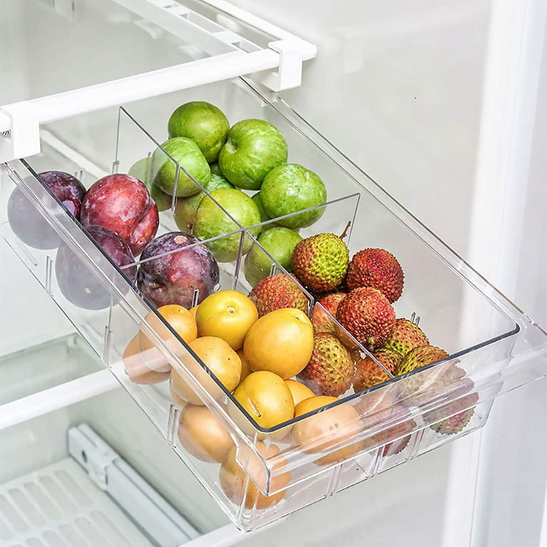 Refrigerator Drawer Organizer Bin Clear Fruit Food Jars Storage Box  Transparent Fridge Storage Bin Containers for Pantry Freezer
