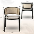 thumbnail image 4 of LeisureMod Dining Chair Upholstered in Leather with Curved Wicker Back Armchair and Black Powder-Coated Stainless Steel Frame and Legs for Modern Home, Kitchen Collection in Taupe, 4 of 11