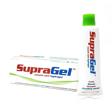 SupraGel Hydrogel Wound and Burn Dressing Gel. Clinically Studied & FDA Listed, Sterile Tube - 25g